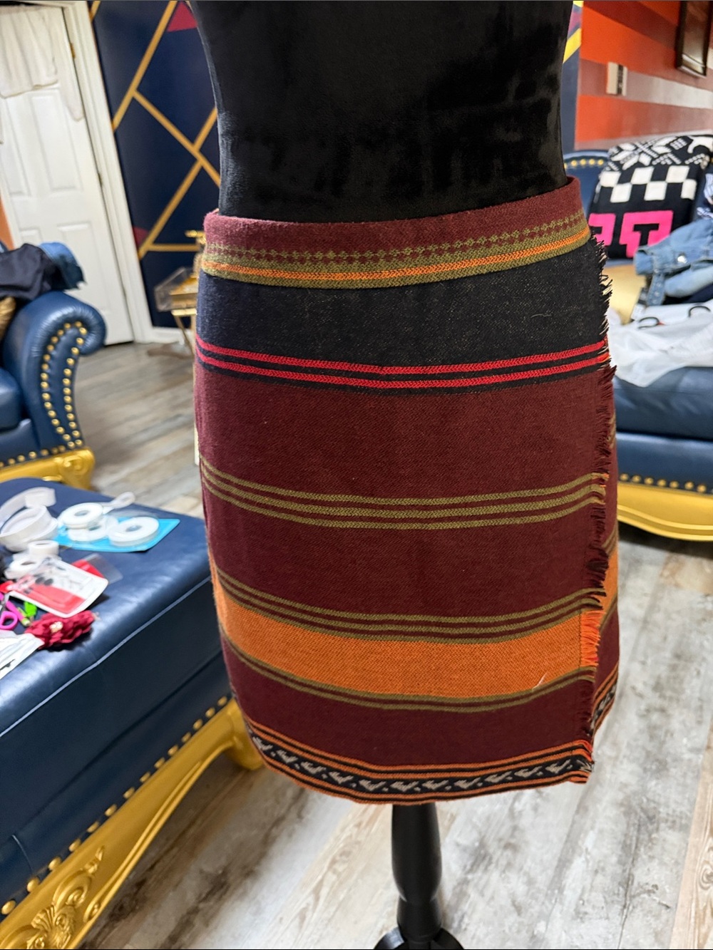 Ann Taylor Loft Women’s Southwestern Striped Faux Wrap Mini Skirt